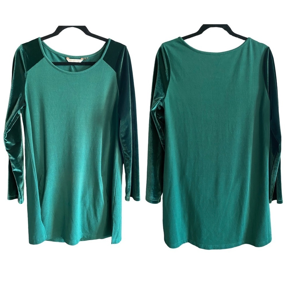 SOFT SURROUNDINGS Emerald Green Velvet Long Sleeves Tunic Top, Size M - Picture 1 of 9